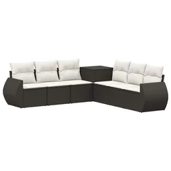 Set sofe 7 pcs Crna i krem-bijela Poli Rattan i čelik