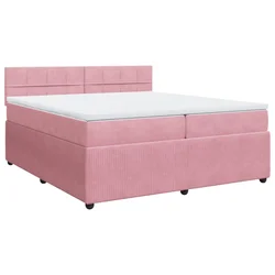 Vidaxl Box spring postelja z vzmetnico roza 200x200 cm žamet