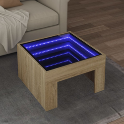 Stolić s beskonačnim LED svjetlima boja hrasta 50x50x30 cm