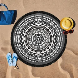 Lessentiel Maison Peškir za plažu Siyah Mandala, 150x150 cm, Crno-beli