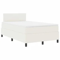Vidaxl LED Box Spring Postelja z vzglavjem Krema in bela 120 x 200 cm