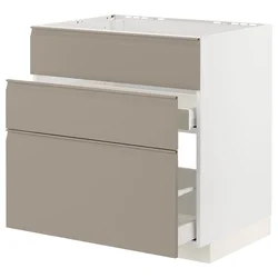 METOD / MAXIMERA Pod.element sudop. i 3front/2fioke, bela/Upplöv tamnobež, mat, 80x60 cm