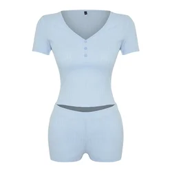Trendyol Milla Ženski set pidžame Thmss24Pt00097, Svetloplavi