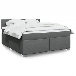 vidaXL Box spring postelja z vzmetnico temno siva 180x200 cm blago