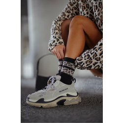 Milena Womens Socks Two Spotted Stripes Black