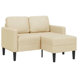 Sofa 2-sjed s ležaljkom u obliku slova L krem 125 cm tkanina