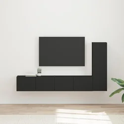 Set TV komoda Zidne 3 pcs Crna Konstruirano drvo