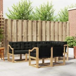 Set vanjskih sofa s jastukom 7 pcs Bijela i crna