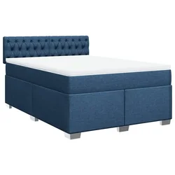 Vidaxl Box spring postelja z vzmetnico modra 160x200 cm blago