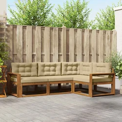 Set vanjskih sofa s jastukom 4 pcs Prirodna i bež