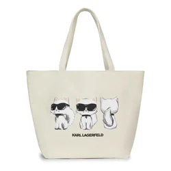 Karl Lagerfeld Nakupovalna torba Ikon Choupette črna / bela / naravno bela