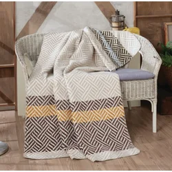 Ćebe Cotton 200x220cm dezen 21102a 450g/m2 bež-braon Sesli