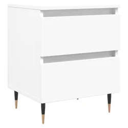 Vidaxl Nočna omarica bela 40x35x50 cm inženirski les