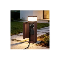 BRILAGI - Spoljašnja lampa sa 2 SCHUKO utičnice PILLAR 1xG9/11W/230V IP44 braon