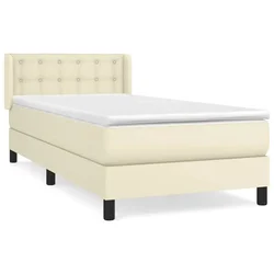 Vidaxl Box spring postelja z vzmetnico krem 90x200 cm umetno usnje