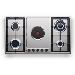 Klarstein MultiChef 5 Hot Plate, električna in plinska kuhalna plošča, 5 kuhalnih con, 4 gorilniki, 1 električna plošča (CP11-M.C5-HotPlat-SS)