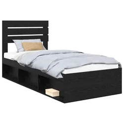 Vidaxl Konstrukcija postelje Črna 90 x 190 cm Masivno borovo les