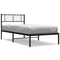 Vidaxl Kovinski posteljni okvir z vzglavjem črn 75x190 cm