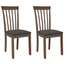 Vidaxl Jedilni stoli z blazinami 2 kosa Brown Solid Wood Rubber