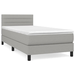 Vidaxl Box spring postelja z vzmetnico svetlo siv 100x200 cm blago