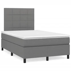 vidaXL Box spring postelja z vzmetnico temno siva 120x190 cm blago