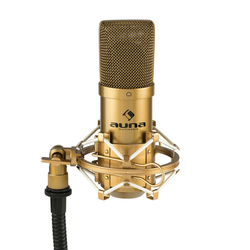 auna MIC-900G-LED V1, USB mikrofon set, zlatni, kondenzatorski mikrofon + stalak za stol