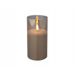 Kaemingk Dekorativna LED sveča v steklu, siva, 15 cm