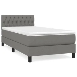 Vidaxl Box spring postelja z vzmetnico temno siva 90x190 cm blago