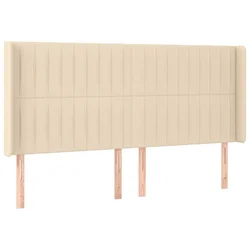 Vidaxl Vzglavje z ušesi krem 203x16x118/128 cm blago