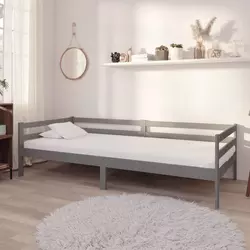 vidaXL Dnevna postelja siva trdna borovina 90x200 cm