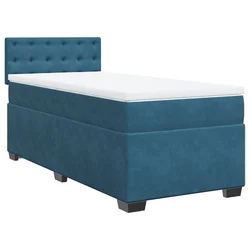 Vidaxl Box spring postelja z vzmetnico temno modra 90x200 cm žamet