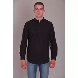 Muška crna pamučna košulja sa “ruskom” kragnom