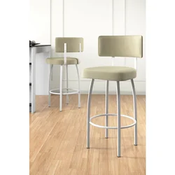 Hanah Home set od 6 barskih stolica Wosa, krem tkanina Babyface, bele metalne noge