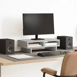 Stalak za monitor siva boja hrasta 50x27x15cm konstruirano drvo