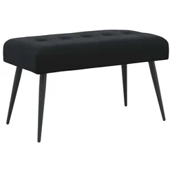 Klupa s gumbastim tkanjem Crna 80 x 40 x 46 cm Baršun