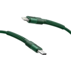 mobilNET pleteni kabel Type-C na Lightning 20W 2 m 3A, zelen