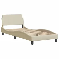 Vidaxl Posteljni okvir z vzglavjem Dover krem 80x200 cm blago