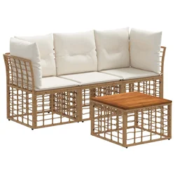 Set vanjskih sofa 4 pcs Prirodna i krema bijela Poliester