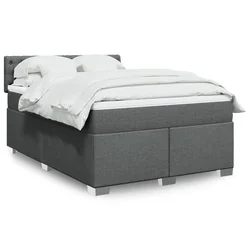 vidaXL Box spring posteljni z vzmetnico temno siv 140x190 cm blago