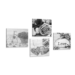 Set slik črnobelo tihožitje z napisom Love - 4x 60x60