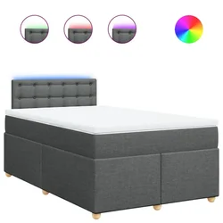 Vidaxl Box spring postelja z vzmetnico temno siva 120x200 cm blago