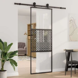 Staklena vrata Rezbarija Crna 76 x 2 x 205 cm Aluminij