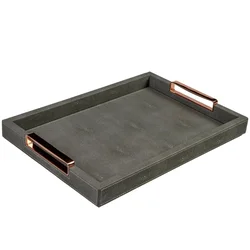 Evviva Pladenj Ecopel 44x32cm/pravokoten/siv/imitacija usnja