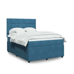 VIDAXL Box spring postelja z vzmetnico modra 160x200 cm žamet