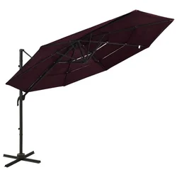 Vidaxl Senčnik aluminij bordo rdeč 3x3 m