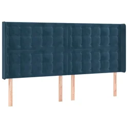 Vidaxl Vzglavje z ušesi temno modro 183x16x118/128 cm žamet