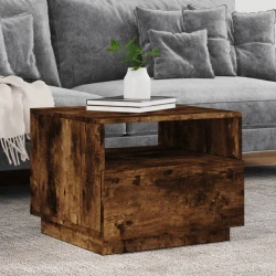 začasna blagovna znamka The Living Store Klubska mizica z LED lučkami dimljeni hrast 50x49x40 cm - Klubska Mizica, (21440953)