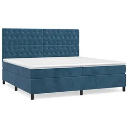 Vidaxl Box spring postelja z vzmetnico temno modra 200x200 cm žamet