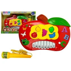 slomart LEAN TOYS Elektronsko pianino Jabolko z mikrofonom