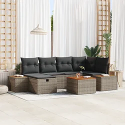 Sjedeća garnitura za vrt 7 pcs Siva 55 x 62 x 69 cm Poli ratan